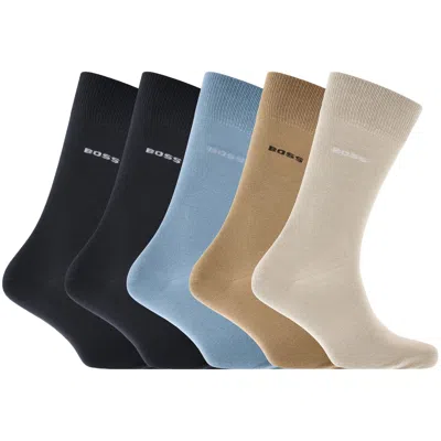 Hugo Boss Boss Five Pack Logo Socks In Blue