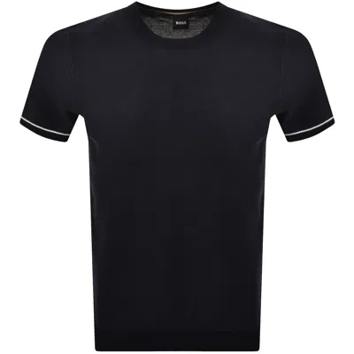 Hugo Boss Boss H Jianluca Knit T Shirt Dark Blue In Black