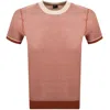Hugo Boss Boss H Jianluca Knit T Shirt Dark Orange In Orange
