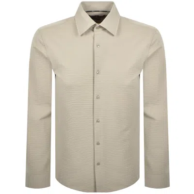 Hugo Boss Boss Hank Seersucker Shirt Dark Beige