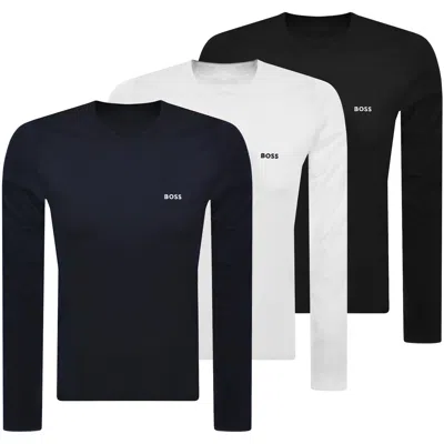 Boss Business Boss Lounge 3 Pack Long Sleeve T Shirts In Black