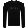 Hugo Boss Cotton Blend Velour Regular Fit Crewneck Sweatshirt In Black