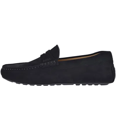 Hugo Boss Boss Noel Moccasin Shoes Dark Blue In Navy