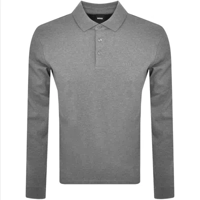 Hugo Boss Boss Pado 30 Long Sleeved Polo T Shirt Grey