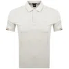 Hugo Boss Boss Parlay 147 Mercerised Polo Open White In Beige