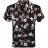 Hugo Boss Mens Black Floral-print Short-sleeve Woven Beach Shirt Xl In Black