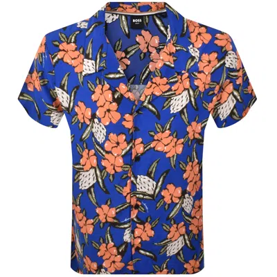 Hugo Boss Boss Short Sleeve Beach Shirt Blue