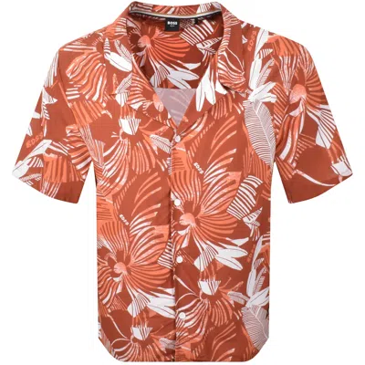 Hugo Boss Boss Short Sleeve Beach Shirt Orange