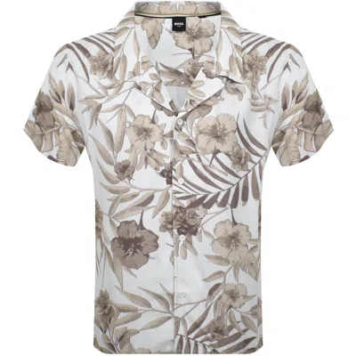 Hugo Boss Boss Short Sleeve Beach Shirt White