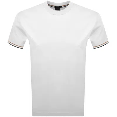 Hugo Boss Mens White Striped-trim Regular-fit Cotton-jersey T-shirt Xxl