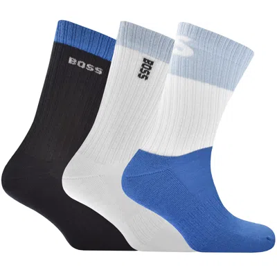 Boss Business Boss Three Pack Logo Socks In Blue