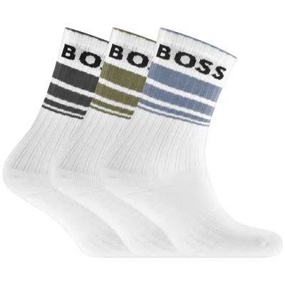 Boss Business Boss Three Pack Logo Socks White