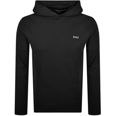 Hugo Boss Boss Waffle Long Sleeve Hooded T Shirt Black