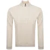 Hugo Boss Boss Waffle Structure Quarter Zip Sweatshirt Cream In Cream
