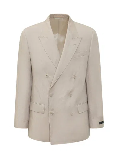 Boss By Beckham Elegant Double-breasted Blazer In White