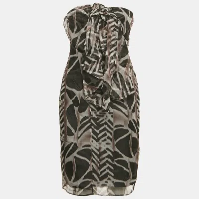 Boss By Hugo Boss Black Abstract Print Strapless Mini Dress