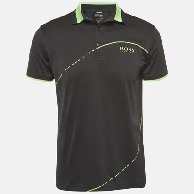Boss By Hugo Boss Black Contrast Trim Jersey Polo T-shirt In Multi