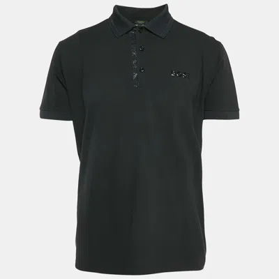 Boss By Hugo Boss Black Cotton Paddy Mirror Polo T-shirt Xl In Multi