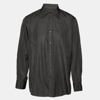 Boss By Hugo Boss Black Cotton Pintucks Detail Shirt