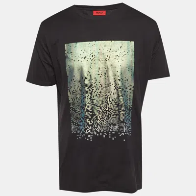 Pre-owned Boss By Hugo Boss Black Graphic Jersey Dazzle Iridescent T-shirt L