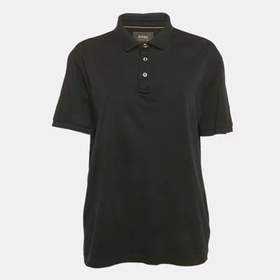 Pre-owned Boss By Hugo Boss Black Jersey Polo T-shirt L
