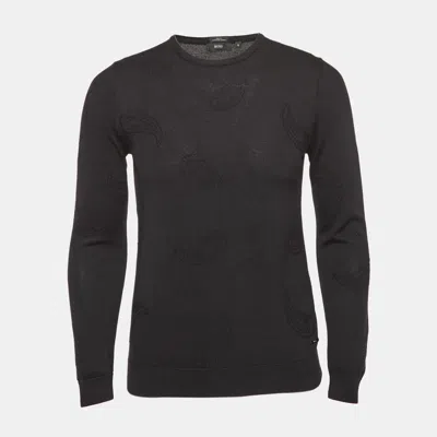 Boss By Hugo Boss Black Paisley Pattern Knit Slim Fit Sweater
