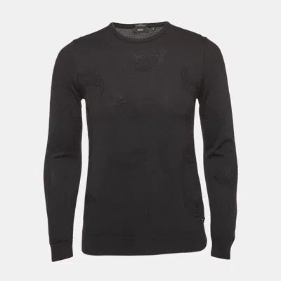 Pre-owned Boss By Hugo Boss Black Paisley Pattern Knit Slim Fit Sweater M