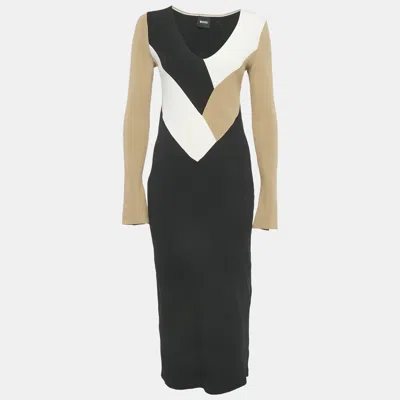 Pre-owned Boss By Hugo Boss Black Rib Knit Long Sleeve Florency Dress M