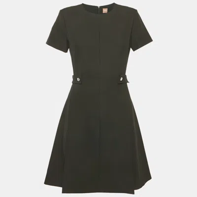 Pre-owned Boss By Hugo Boss Black Stretch Crepe Pleated Destena Dress S
