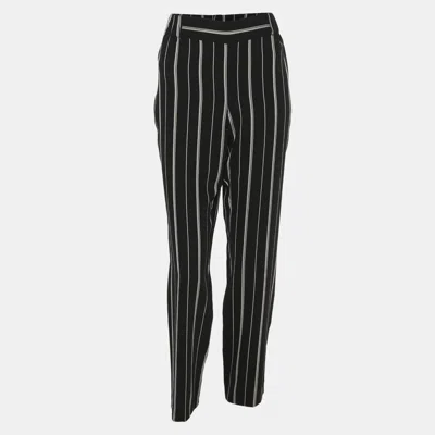 Pre-owned Boss By Hugo Boss Black/white Stripe Trousers M