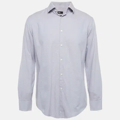 Boss By Hugo Boss Blue & Red Cotton Slim Fit Shirt