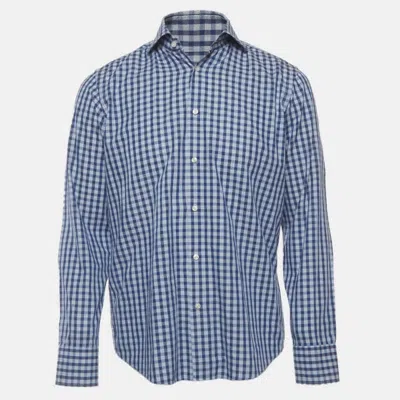 Boss By Hugo Boss Blue Checkered Cotton Regular Fit Shirt
