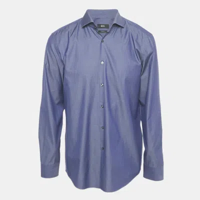 Pre-owned Boss By Hugo Boss Blue Cotton Full Sleeve Shirt Xxl
