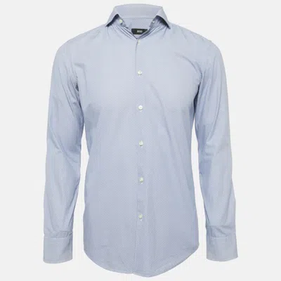 Pre-owned Boss By Hugo Boss Blue Cotton Full Sleeve Slim Fit Shirt S