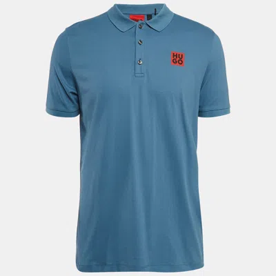 Pre-owned Boss By Hugo Boss Blue Cotton Jersey Slim Fit Polo T-shirt L