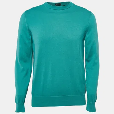 Pre-owned Boss By Hugo Boss Blue Cotton Knit Crew Neck Sweater M