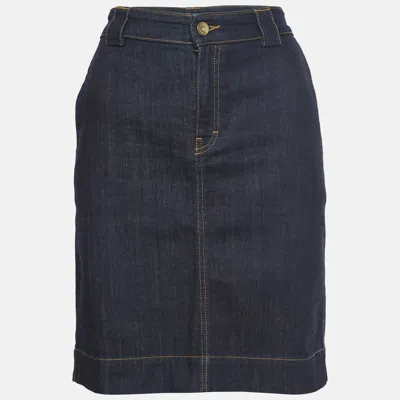 Pre-owned Boss By Hugo Boss Blue Denim Je346 Short Skirt S/waist 30"