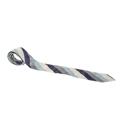 Boss By Hugo Boss Blue Diagonal Patterned Silk Tie In Transparent