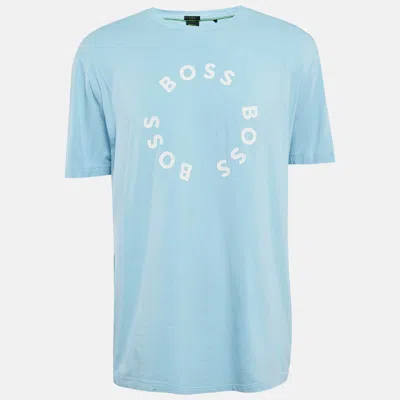 Boss By Hugo Boss Blue Logo Print Jersey Crew Neck T-shirt