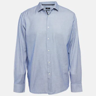 Pre-owned Boss By Hugo Boss Blue Patterned Cotton Button Up Shirt Xxl