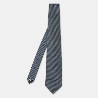 Boss By Hugo Boss Blue Patterned Jacquard Silk Tie In Gray