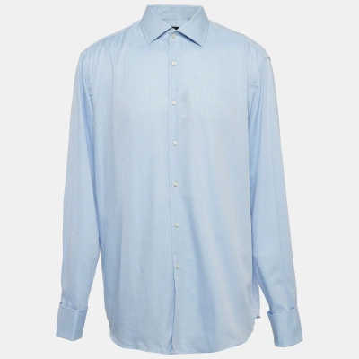 Pre-owned Boss By Hugo Boss Blue Pinstripe Cotton Long Sleeve Shirt Xxxl