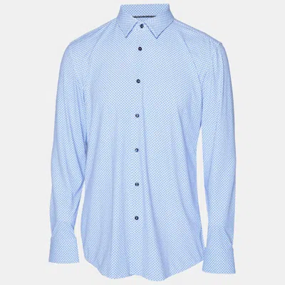 Boss By Hugo Boss Blue Printed Jersey Slim Fit Shirt