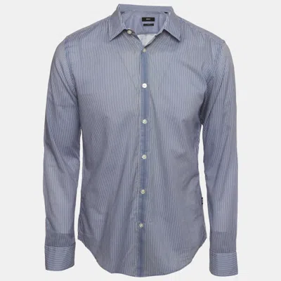 Boss By Hugo Boss Blue Stripe Cotton Slim Fit Shirt In Multi
