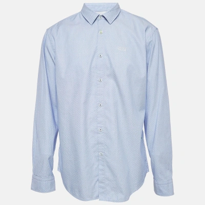 Pre-owned Boss By Hugo Boss Blue Textured Cotton Button Front Shirt Xxl
