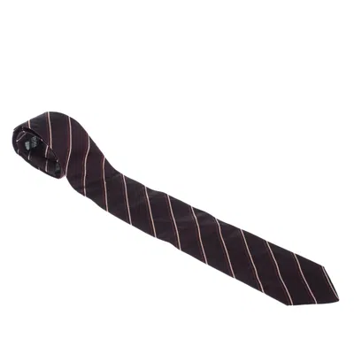 Boss By Hugo Boss Bordeaux Red Diagonal Stripes Silk Jacquard Classic Tie