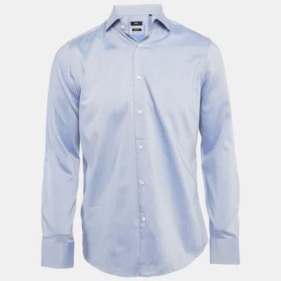 Boss By Hugo Boss Boss Hugo Boss Blue Gabardine Regular Fit Shirt