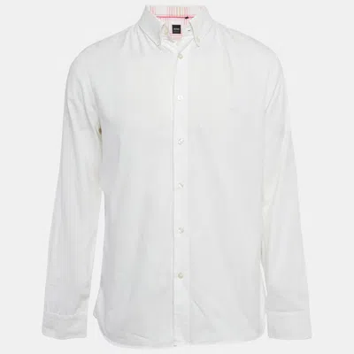 Pre-owned Boss By Hugo Boss Boss Hugo Boss White Cotton Regular Fit Shirt L