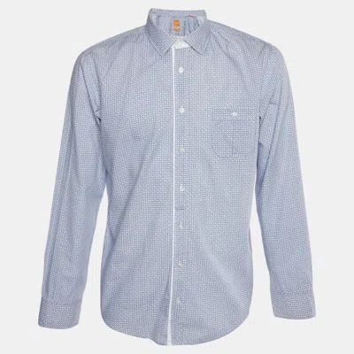 Boss By Hugo Boss Boss Orange By Hugo Boss Blue Printed Cotton Long Sleeves Shirt