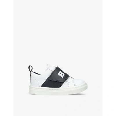 Boss By Hugo Boss Boys White Kids' Logo-print Leather Low-top Trainers